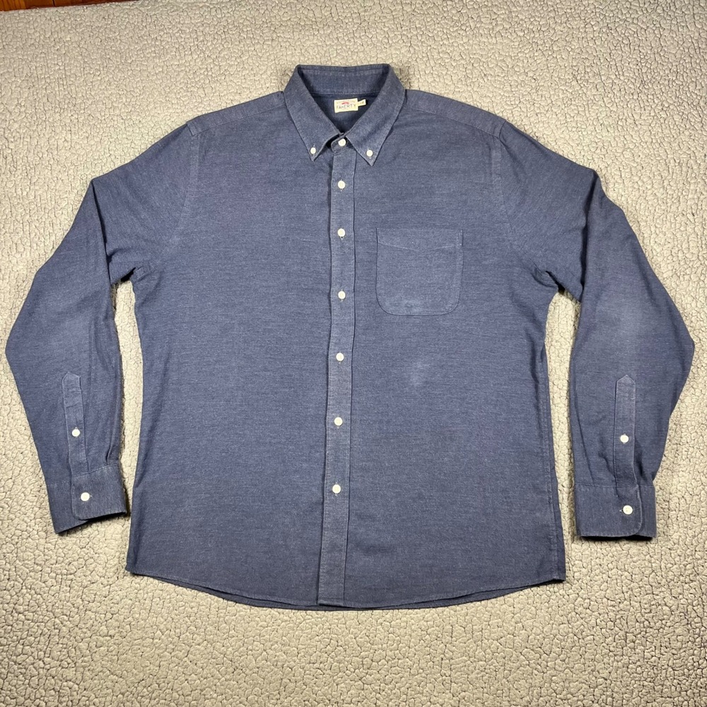 Faherty Brand Movement Shirt Mens Large Navy Blue Heather Button Down Stretch L